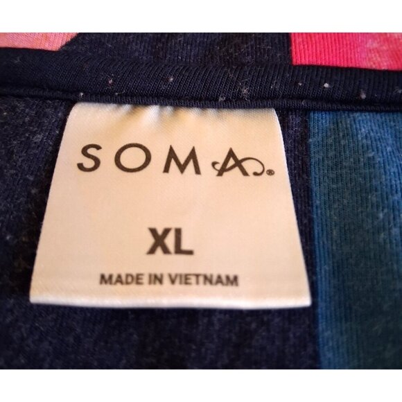 SOMA Pajama Top multi-color Print XL Long Sleeve Soft Knit Button Down Blue - Picture 6 of 6
